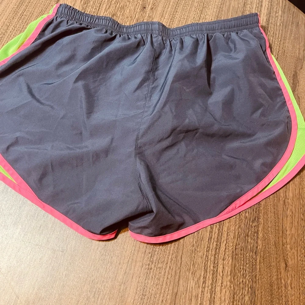 Nike Women's Gray Shorts with Pink and Green Accents